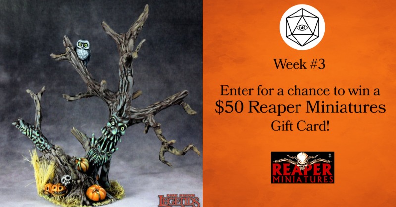 arcane_eye's tweet photo. Week 3/4

WIN a $50 Reaper Minis gift card!

1) LIKE
2) RETWEET
3) FOLLOW @arcane_eye

Bonus entry for:
- Tagging a friend
- Commenting your favorite scary movie

Winner will be chosen on 10/24/21! 

#DnD #ttrpg #miniatures #HalloweenGiveaway #dnd5e https://t.co/fpoy2uA9hz