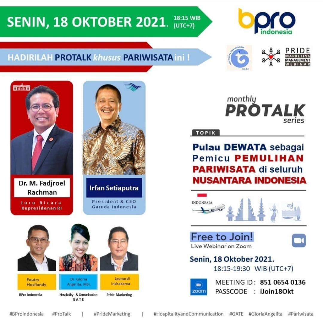 Nah kita ngobrol dan bertukar pikiran tentang kebangkitan pariwisata Indonesia, salah satunya dari Pulau Dewata. Ada dirut <a href="/IndonesiaGaruda/">Garuda Indonesia</a> <a href="/IrfanSetiaputra/">Irfan Setiaputra/Aya</a> ~ #BungFADJROEL <a href="/JubirPresidenRI/">StafKhususPresiden_Komunikasi</a> #TorangBisaIndonesiaBisa
