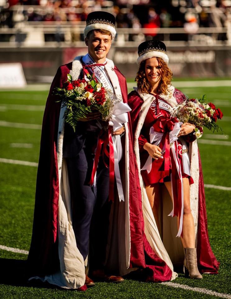 SIU_FSL's tweet photo. Homecoming 2021 has come to end. We hope everyone had a fun week full of #saluki pride! 
•••
The Office of Fraternity &amp; Sorority Life would like to congratulate Brandon Goede, member of @sigmapi_siuc, &amp; Claire Waldon, member of @SK_Gamma_Kappa- SIU’s 2021 Homecoming Royalty! https://t.co/T2lcmv9bFz