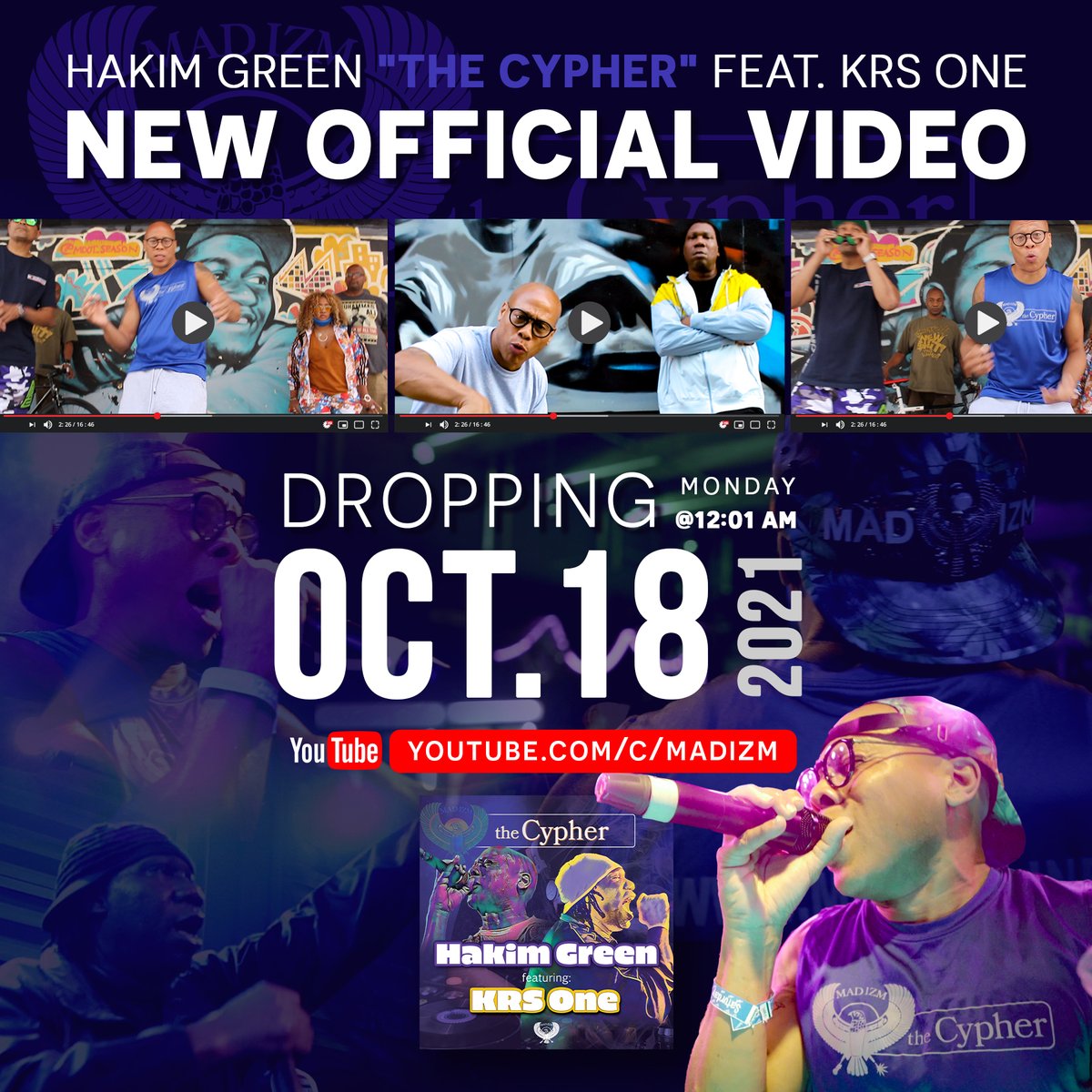 madizminfo's tweet photo. #NEWVIDEOALERT @HakimGreen THE CYPHER
ft KRSONE @IAmKRSOne produced by RON LAWRENCE @RonAmenra. Available at https://t.co/tlx2Rk7dhk coming off the #verzuztv battle w @officialbigdaddykane and #thejuicecrew #krsone #hakimgreen #madizm #hiphop #voodoorayforever #prolific #zoes https://t.co/MzHQgLtd6N