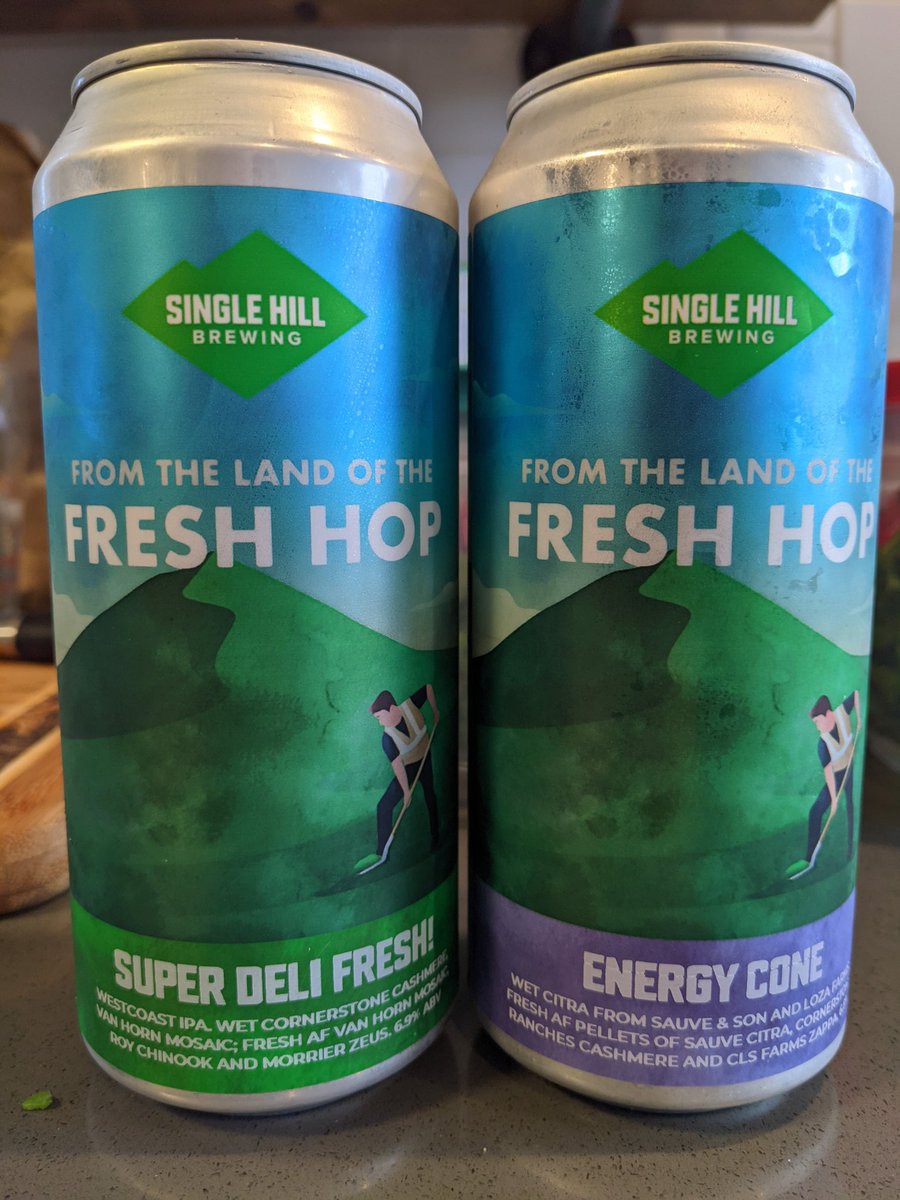 Doesn't get much better than these 2 @SingleHillBeer freshies. Energy Cone won gold @GABF and #yakimafreshhopfest, but the @wssuperdelimart collab is a gem of a West Coast IPA. Both are outstanding.