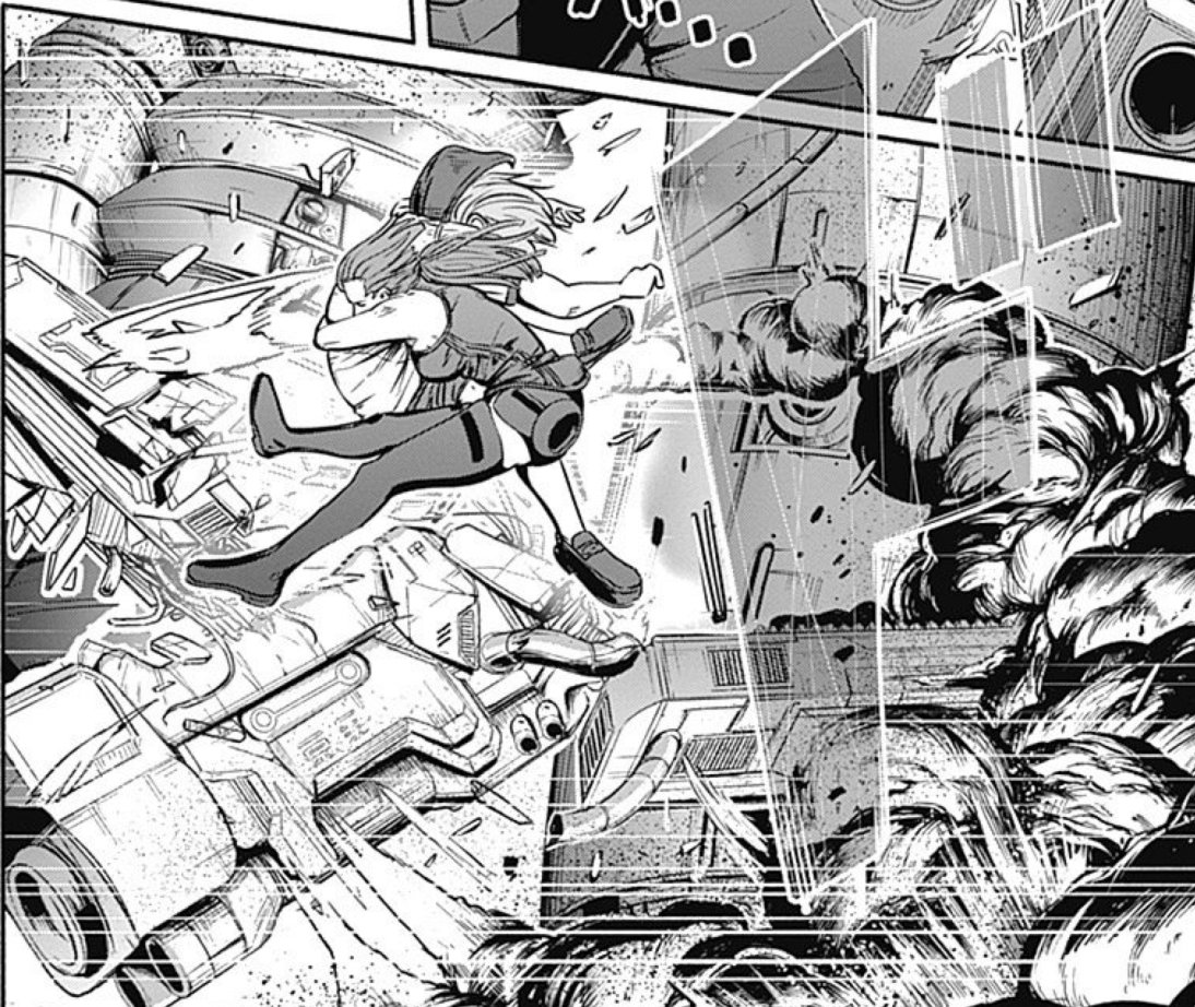 新作ではバトルはないのですが、バトルでは体を自由に動かせるところは描いてて楽しかったな。
自由に飛び跳ねさせられるから。 