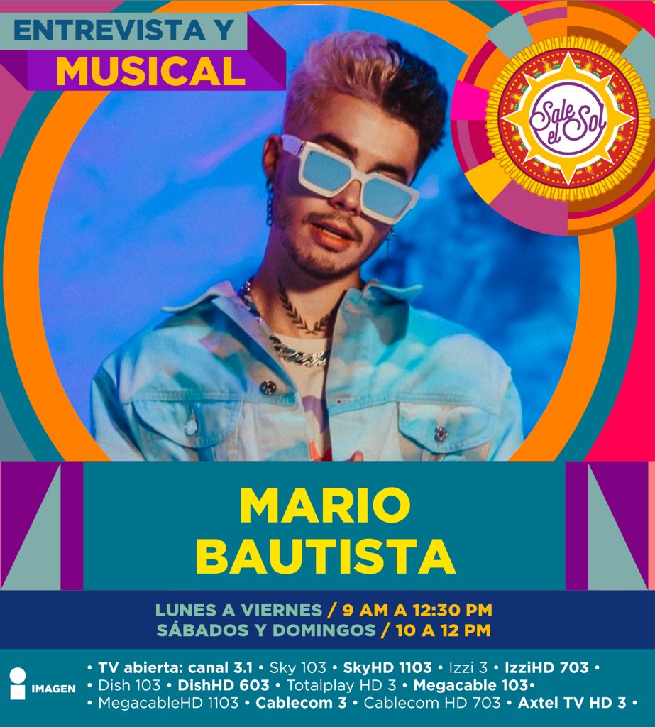 saleelsoltv's tweet photo. El ritmo del inigualable @mariobautista_ nos acompaña mañana. ¡Nos vemos a las 9 AM, familia! 💖 https://t.co/tGTPKHXaDz