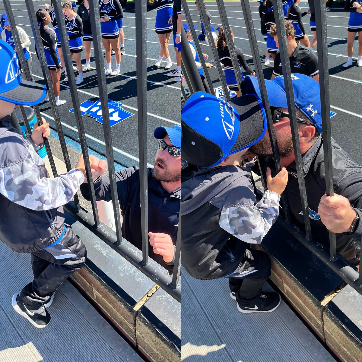 DThrower68's tweet photo. @CoachThrower2 and watching  @LWC_Football made this little boy’s day and thought it was so cool that he got to meet #12 and he was on his ticket too 💙💪🏼🏈 #unclebubba #bffs #dukes https://t.co/Rcj8Rowzr0