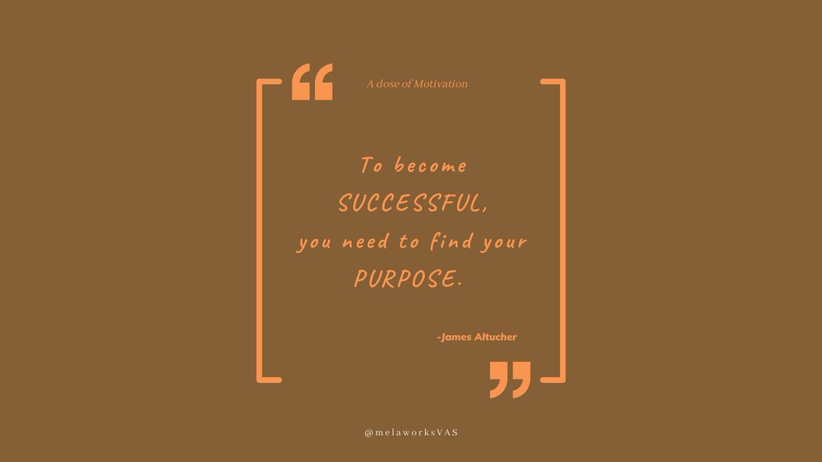 melaworksVAS's tweet photo. We may wonder sometimes what we really want to achieve. All of us wanted to be successful but lots of us also don't know our PURPOSE.  
It's not yet late to find our purpose in life. 
So, what's yours?

#melaworksVAS #virtualassistance
#motivationalMonday #freelancerslife https://t.co/Yxr3IFVAYL