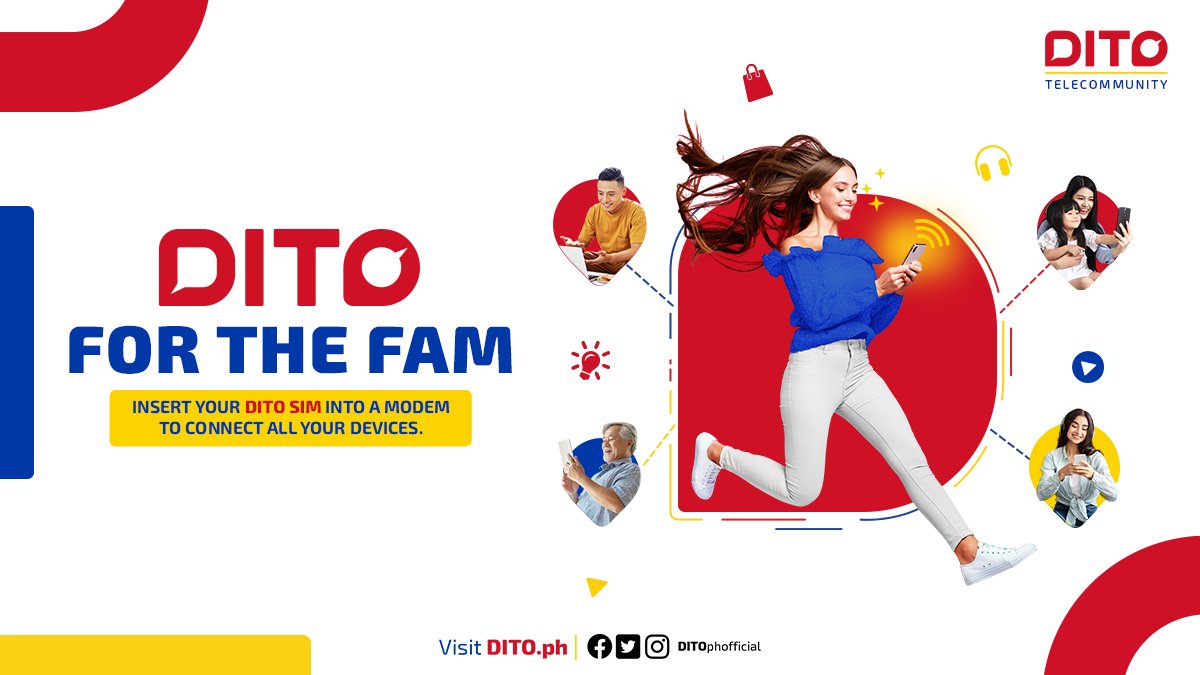 DITOphofficial's tweet photo. DITO, it's easy to keep your home connected. 👨‍👩‍👦‍👦❤️💙💛​

Use your DITO SIM to experience high-speed data for everyone at home. Just insert your DITO SIM to a modem or pocket WiFi!​

Kayang kaya ang buong bahay - ang buong pamilya! https://t.co/Ut8MQfZkc6