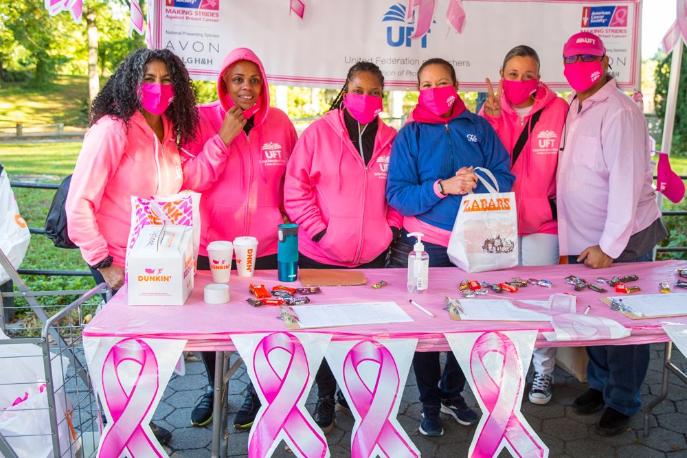 UFT's tweet photo. UFT members turned the city pink today at the American Cancer Society's Making Strides Against Breast Cancer walks. @MakingStrides #MakingStridesAgainstBreastCancer #StridesUFT https://t.co/TEDV33189G