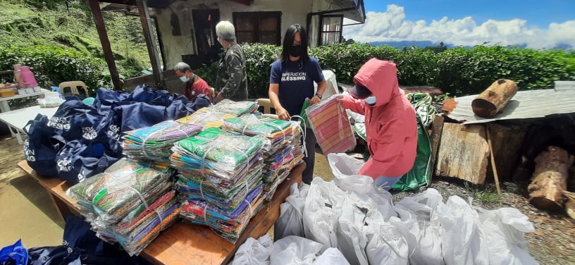 LOOK: More than 300 families of farmers were served in 7 Sitios of Brgy. Lubo, Kibungan, Benguet as part of Operation Blessing's disaster response for STS Maring. Thanks to your continued support, food bags, mats and blankets, diapers, and toys were donated to our kababayans.