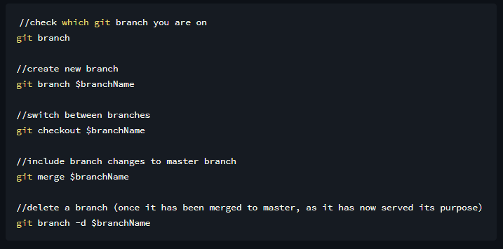 alexmitchelldev's tweet image. Master git basics - branching

Tips❗️:
- Name your branch something that describes its purpose
- Branch names cannot contain white spaces  

Check out my basic git branching commands below👇
#git #learntocode