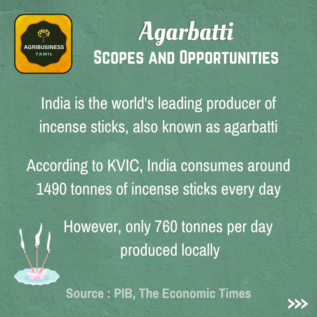 AgribusinessTa1's tweet photo. Scope &amp; Opportunities - Agarbatti
A cottage industries for women employment in agriculture.

#agribusinesstamil 
#agricultureworldwide 
#scopeandopportunities 
#incensesticks 
#bamboosticks https://t.co/7LYT4KUXHj