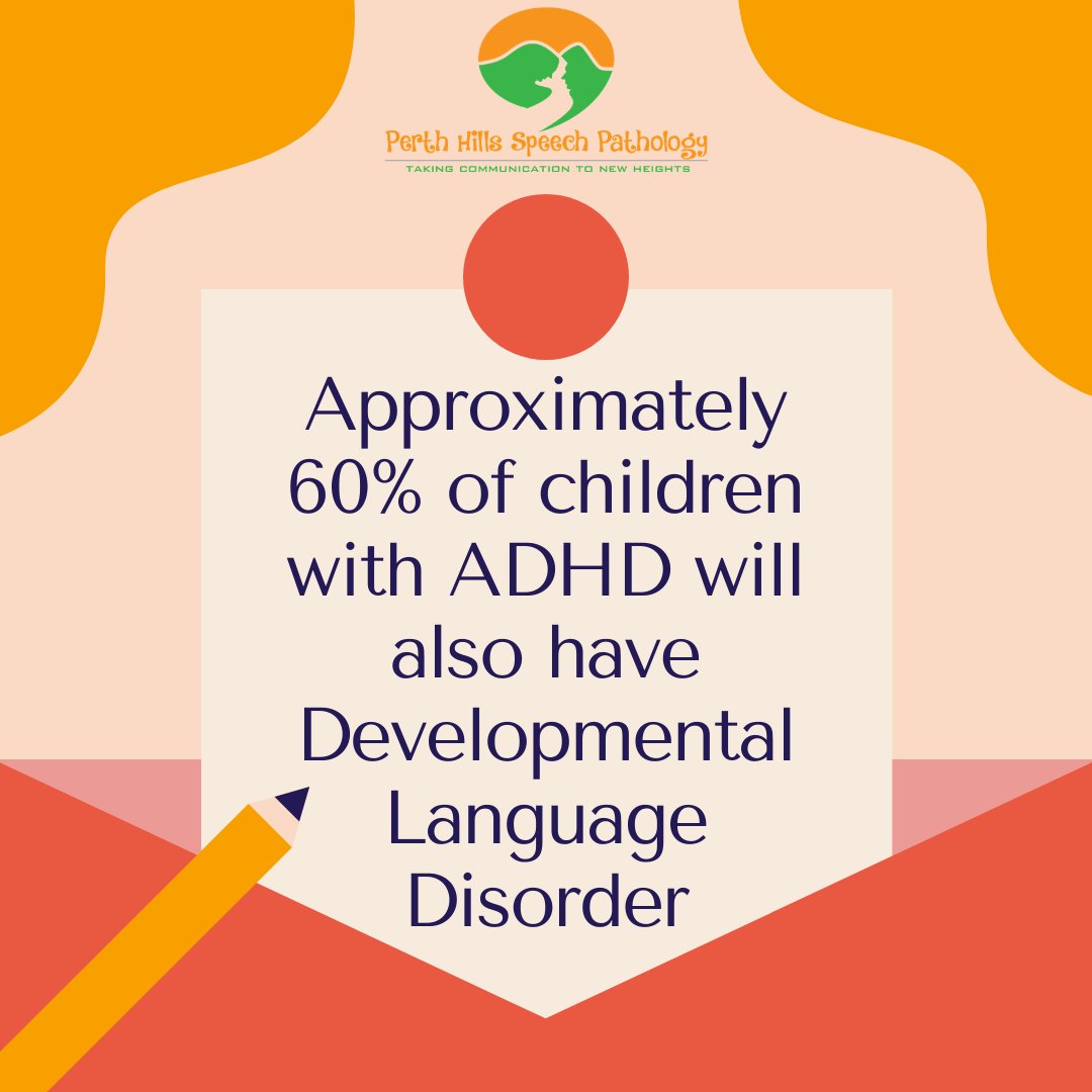 'Approximately 60% of children with ADHD will also have Developmental Language Disorder'
There are many other children who have reduced language capabilities that would not be diagnosed as DLD.

#DLDSeeMe #devlangdis #ADHD #ADHDAwareness #perthhillsspeech #ThinkLanguage #ThinkDLD