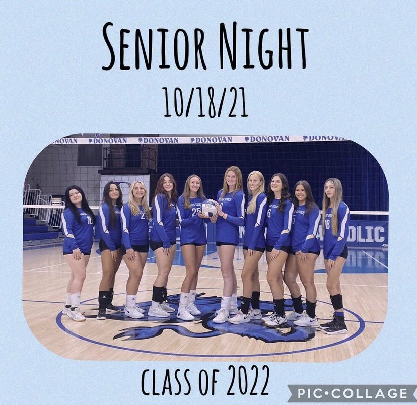 Pop out tomorrow to celebrate our 10 seniors🤍💙 Ceremony will take place before our 4:00 game vs Lacey‼️ See you there🥳🎉 #donovanvball