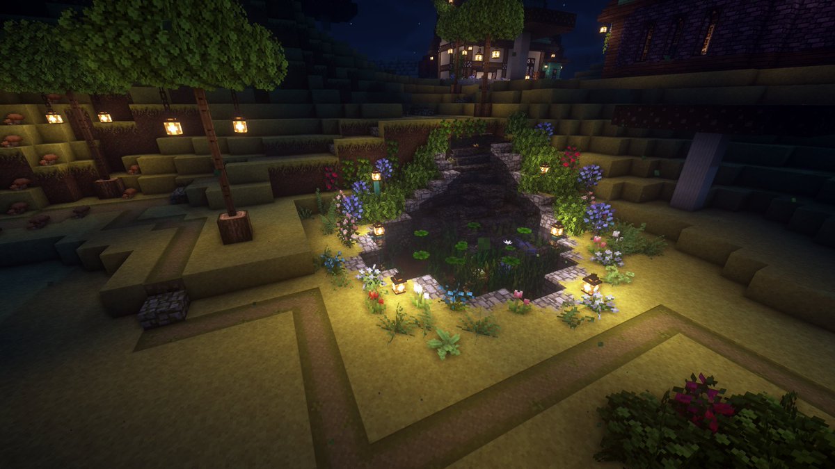 KitaezoKitsune's tweet photo. Created the path lighting and a small pond for the community area. Not Pictured: the Great Fairy Fountain loop that now plays when entering the hub :3
#ENVtuber #Minecraft https://t.co/iRIjuep4Gj