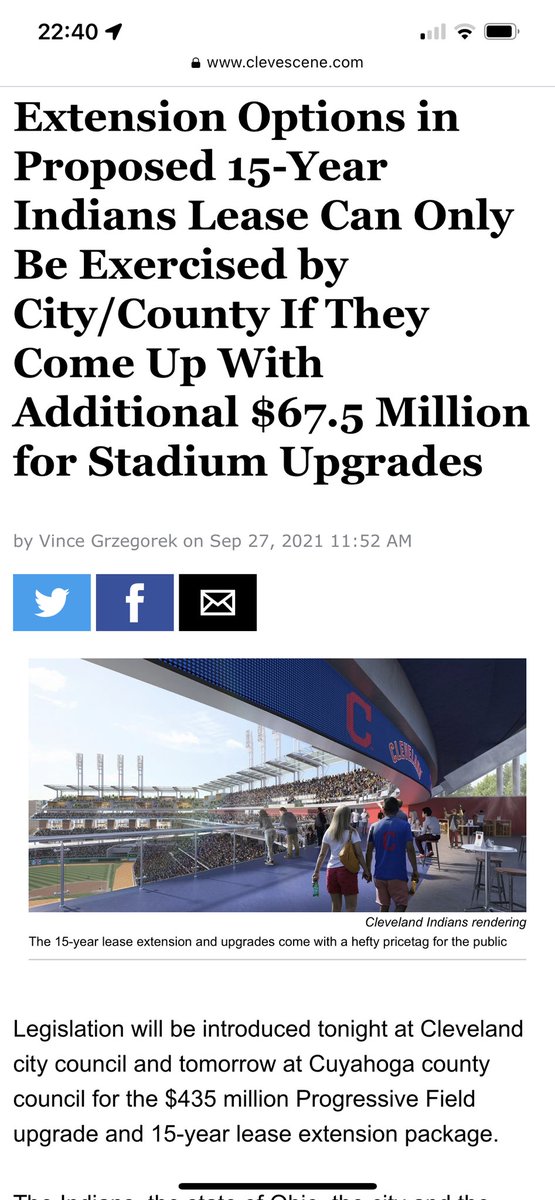 The Cleveland “Guardians” are requesting a $435 million Progressive Field upgrade and 15-year lease extension package paid for by taxpayers

$138M from the county 
$117M from the city 
$30M from the state. 

The new lease would run through Dec. 31, 2036.

Capitalism huh? https://t.co/dWad3l4nWM