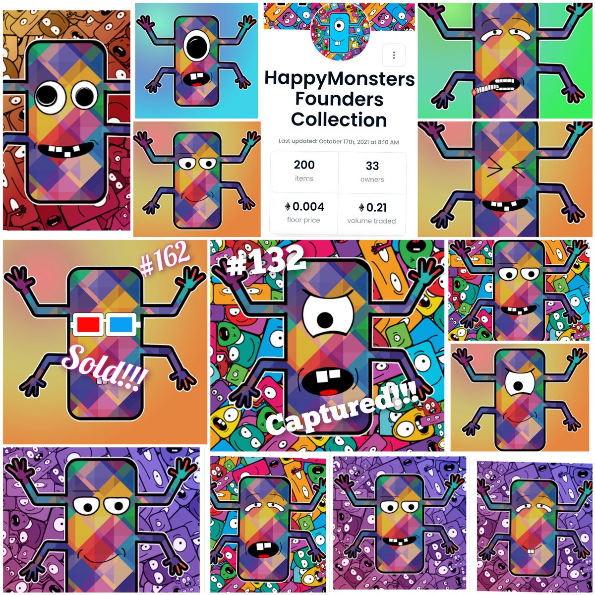 imahappymonster's tweet photo. Out of our 200 #HappyMonsters that escaped 5 hexagon we're created and all 5 we're collected and out of the 13 diamond skinned #HappyMonsters that were created 2 so far have been collected! Come captured your rare skinned monsters with no gas at https://t.co/p70ZBEBbmF #NFT #NFTs https://t.co/dQ0qJYDuji