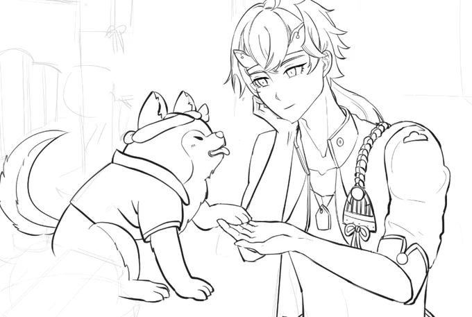 WIP Potat doggie of tea house &amp; Thoma the male wife &lt;3 #thoma #GenshinImpact #GenshinImpactth #genshinimpactfanart #genshintwt #illustration #lineart #art #illustrationart #digitalart #DigitalArtist 