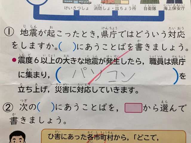 夫婦でゲラゲラ笑った。地震が起きた時県庁での対応。子どもにとって「立ち上げる」ものは組織ではなく「パソコン」