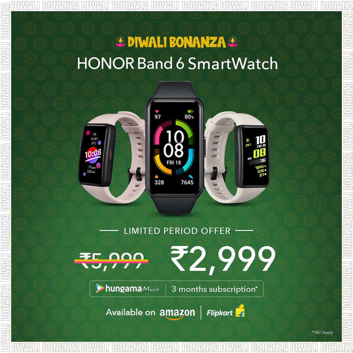 ChandraPallavi's tweet photo. Perfect gift for your loved ones this Diwali. Get the #HONORBand6 SmartWatch at INR 2,999!

Head to Amazon and Flipkart Now.

Buy Now
Amazon : https://t.co/nMfLr7N7bT
Flipkart : https://t.co/3jsNr1teH0

#HONORBand6
#HONORDiwaliBonanza https://t.co/0HM3OioIPG