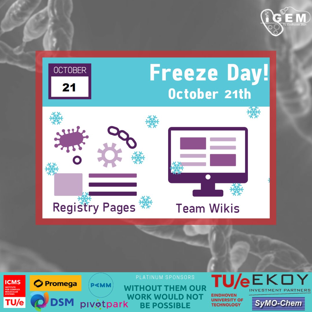 Eindhoven_iGEM's tweet photo. This Thursday is the Wiki Freeze! The end of the Competition is drawing near. Interested in what we did the last couple of months, check out our wiki!
#igem #igem2021 #igemeindhoven #igemproject #IBD #IBDpatients #tue #tuecampus #studentteam #IBDawareness #igemhumanpractices https://t.co/Ys40vYl8M5