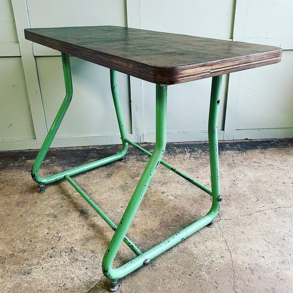 SaxonDurrant's tweet photo. A 1950s machinists table, a perfect desk or console table. Original paint finish, thick ply top. On the website, vintage section. Link in bio. #antiquedealersofinstagram #newstock #industrialstyle #vintagedesk #wfh #homeoffice #modernist #1950sdesign #po… https://t.co/KDdyrbcFa3 https://t.co/j2e62nMxAR