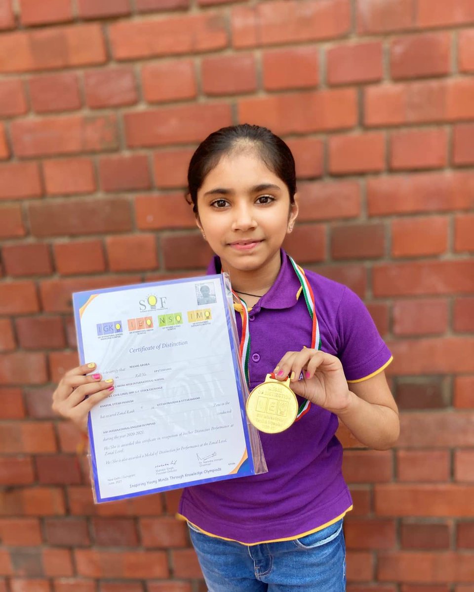 BHIS_official's tweet image. Here comes the Gold! 

It is a proud moment for us as Maahi Arora of Grade 2KA won the Gold medal in the SOF Olympiads. 

Many Congratulations!! 👏👏

#mondaymotivation #sofolympiads #student #goldmedal #winner  #umakrishnaeducationalfoundation #thegreatschool #billabongkanpur