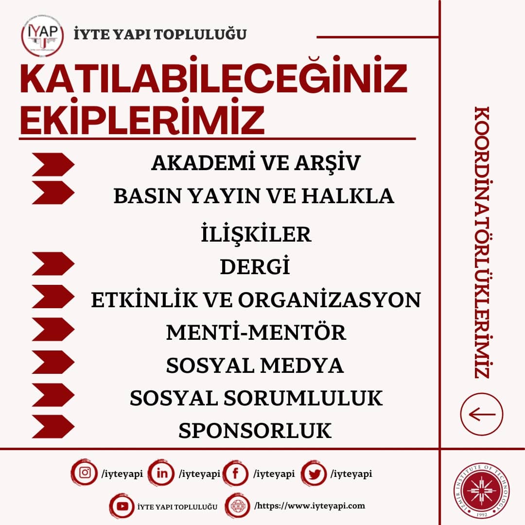 Topluluklar toplanıyor etkinliğinde biz de varız. Kayıt olmak ve ekiplerimizle tanışmak için standımıza uğramayı unutmayın. 
•
•
#iyte #iyteyapi #inşaatmühendisi #planlama #sbp #entas #mimarlik #yapıtoplulugu #topluluk #topluluklartoplanıyor <a href="/ProfYusufBaran/">Prof. Dr. Yusuf BARAN</a> <a href="/iyteedutr/">İzmir Yüksek Teknoloji Enstitüsü (İYTE)</a>