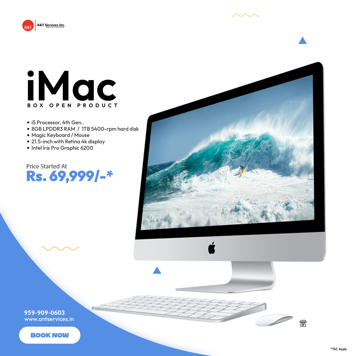 It's more than a PC - It's a way of life.

Build with a powerful Intel® Core™ i5 Processor
High speed LPDDR3 8GB RAM
1TB Hard Disk of 5400-rpm
Magic Keyboard / Mouse
21.5-inch with Retina 4k Ultra HD Display
Intel Iris Pro Graphic 6200

#antsale #refurbisheddesktop #imac