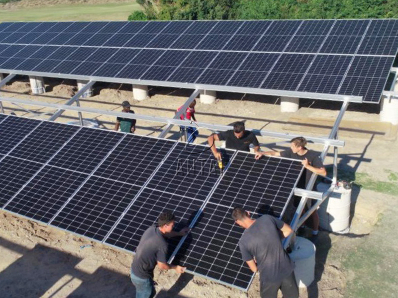 Antaisolar's tweet image. Wonderful on-site shots about solar plant located at golf course in South Africa! The system utilized aluminum solar structure from Antaisolar, and the special concrete foundation was shaped by gasoline tanks. ▸lnkd.in/grQW2dRV
 #Groundsolar #Solarenergy #Tailoredsolution