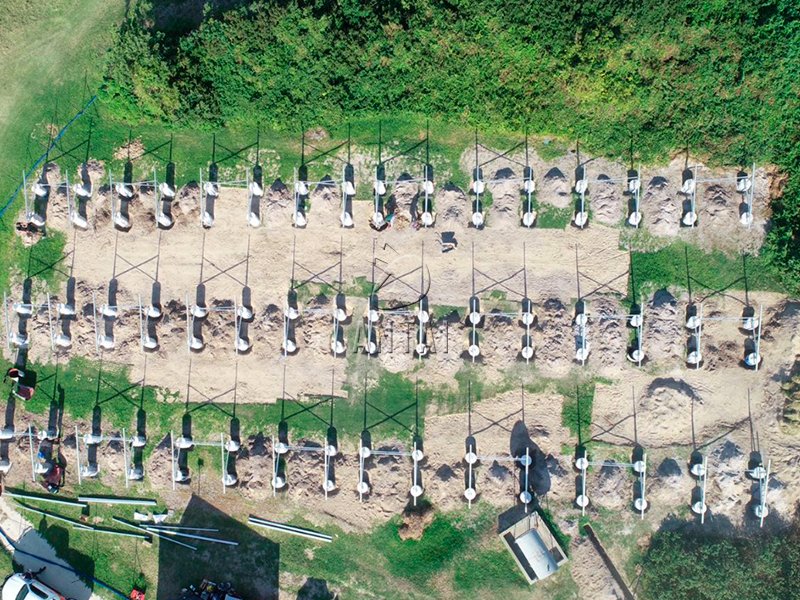 Antaisolar's tweet image. Wonderful on-site shots about solar plant located at golf course in South Africa! The system utilized aluminum solar structure from Antaisolar, and the special concrete foundation was shaped by gasoline tanks. ▸lnkd.in/grQW2dRV
 #Groundsolar #Solarenergy #Tailoredsolution