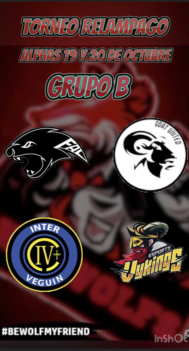 Continuemos con los integrantes del grupo 2

<a href="/FERRET_ALLIANCE/">FERRET ALLIANCE</a> <a href="/eGOATUnited/">Goat United Esports</a> <a href="/e_veguin/">Inter de Veguin</a> @VykingsClubes 

SUERTE A TODOS