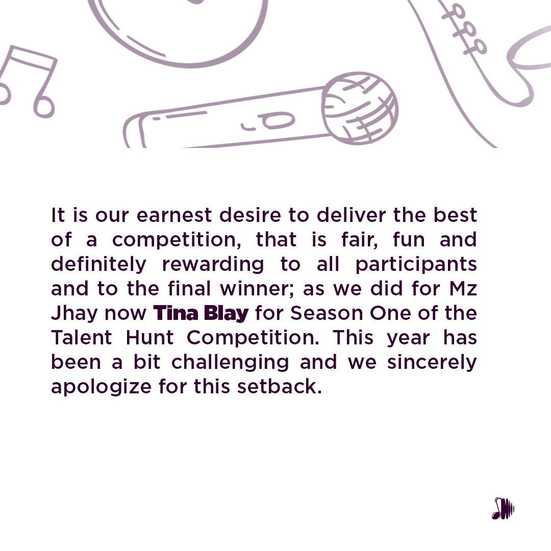 talenthuntlive's tweet photo. The Talent Hunt Live Competition Season 2 statement. We apologize for any inconvenience caused. https://t.co/Z8cPJ8drik