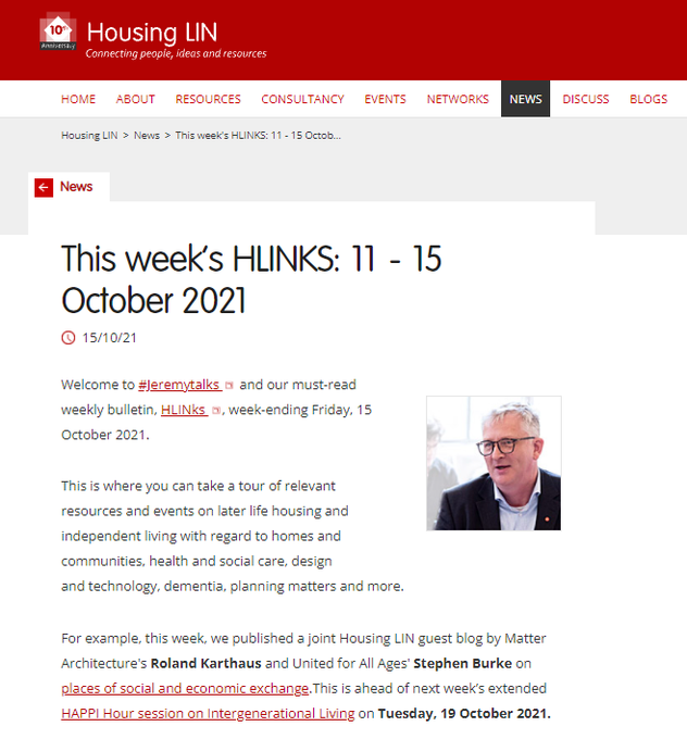 Don't forget to join me and Industry Sector colleagues for this week's @HLINComms #HAPPIhour on #IntergenerationalLiving on Tuesday 19th October. To find out more and register go to  bit.ly/2WhQPlF