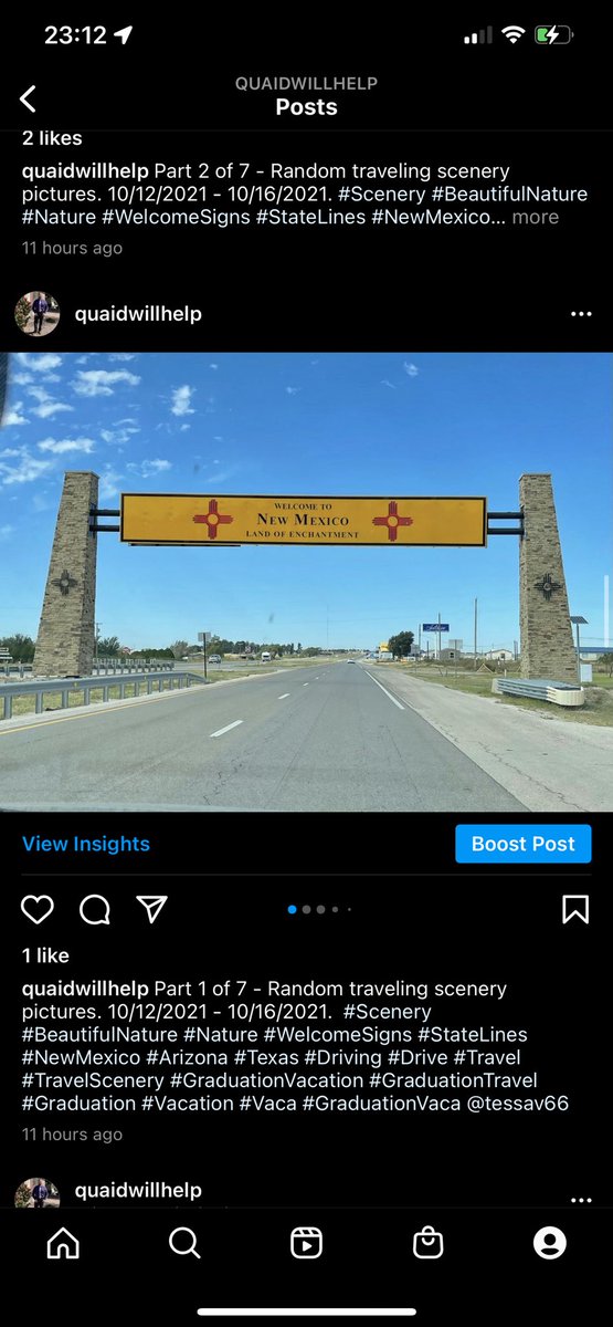QuaidWillHelp's tweet photo. https://t.co/atyBKtEMDV
Part 1 of 7 - Random traveling scenery pictures. 10/12/2021 - 10/16/2021. #Nature #WelcomeSigns #StateLines #NewMexico #Arizona #Texas #Drive #Travel #GraduationVacation #GraduationTravel #Graduation #Vacation #GraduationVaca #Instagram #QuaidWillHelp https://t.co/kpXF0G5q0M