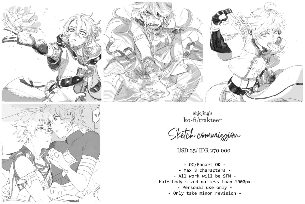Hello, I'm opening some ko-fi/trakteer commi ^^
---
Please read everything before buying! Slots are limited~
ko-fi: https://t.co/GNYBqFm3Lf
trakteer: https://t.co/ZL7gixbgOk
If there're any inquiries do send me a DM. 
Thank you ❤️
(note on how to order is written in this thread) 