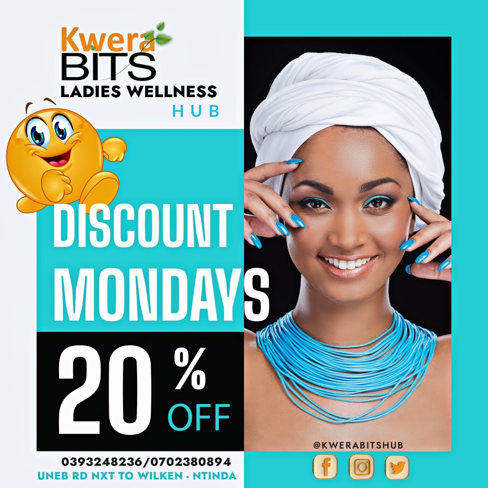 Take advantages of all Mondays at the KweraBITS Ladies Wellness HUB with the 20% Discount on all our services #kwerabitshub #kwerabits #Puritywako