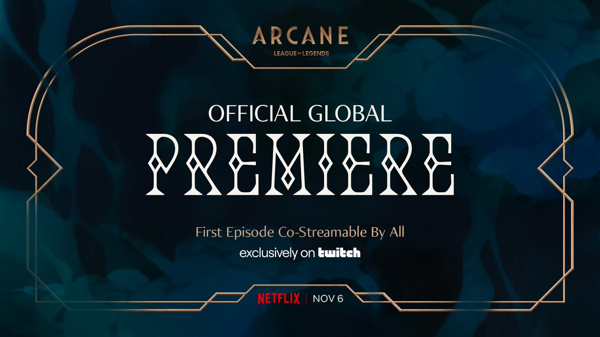 Experience the first episode of #Arcane with your favorite streamers, representing 40+ countries and broadcasting in 20+ languages on <a href="/Twitch/">Twitch</a>. 

Runeterra awaits, see you November 6th.