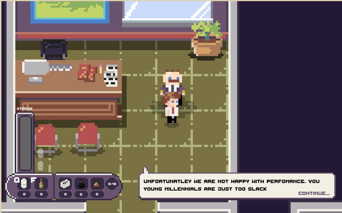 paypercutts's tweet image. Played some GREAT #indiegames today on #itchio.
Intern @GingerNingersh, Angry Boss @MigCreatesGames, Crazy Cook @SkinnerSpace 
Highly recommend and defs worth your time😁👍👍👍
#IndieGameDev #indiegame #gamedev #pixelart #pixelartday #indiedev