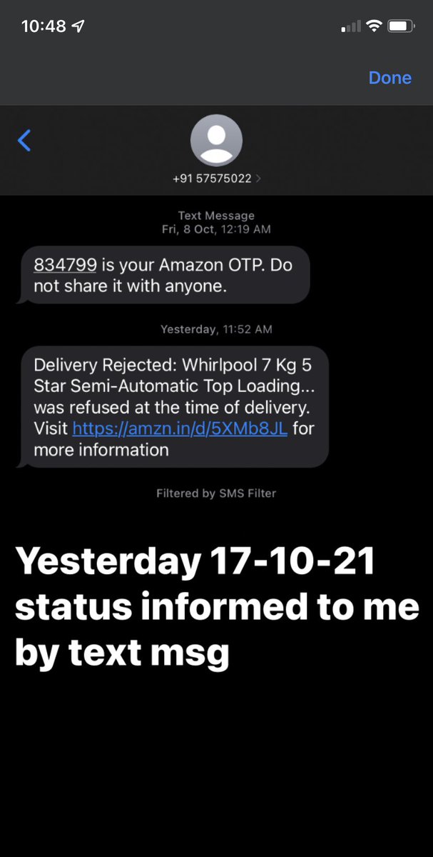 Himanshu9773521's tweet photo. Sham on @amazonIN wont response to issues I have order a product &amp; recived it defective &amp; returned to person who came for delivery &amp; after 24hrs its show me the status as delivered wen i connected customer Serives they tell me it will take more 24hrs to updated status
#Amazonsuck https://t.co/ixJ6OdzGbt