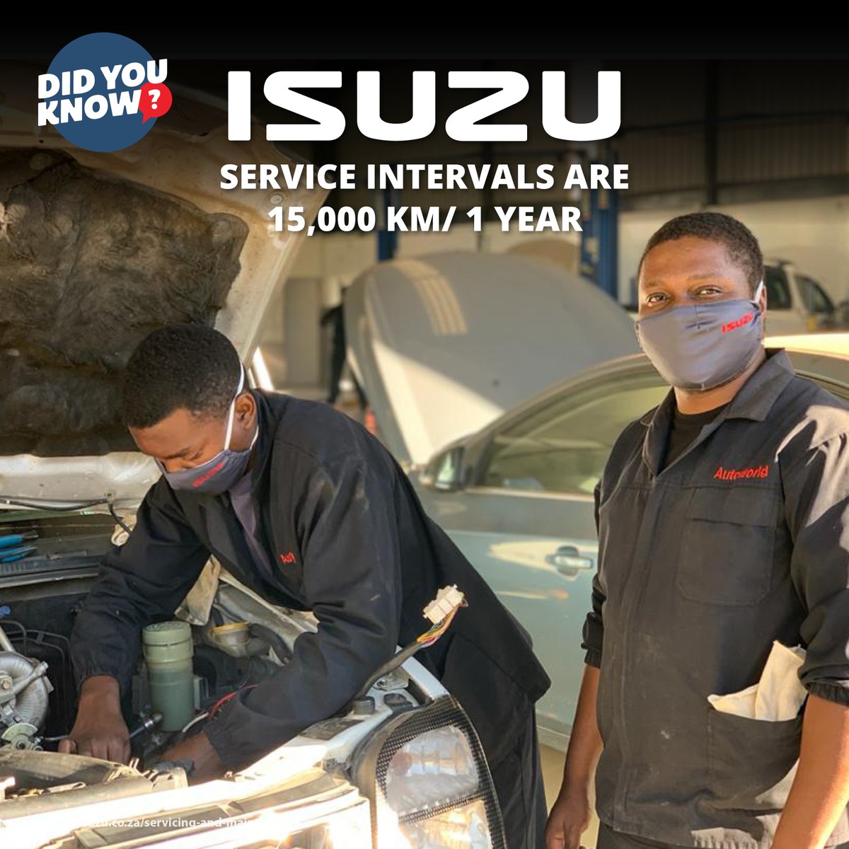 AutoworldZ's tweet image. Did you know… 
 
Isuzu’s service intervals are 15,000 KM/ 1 Year

#IAutoworldZW #Isuzu #DidYouKnow