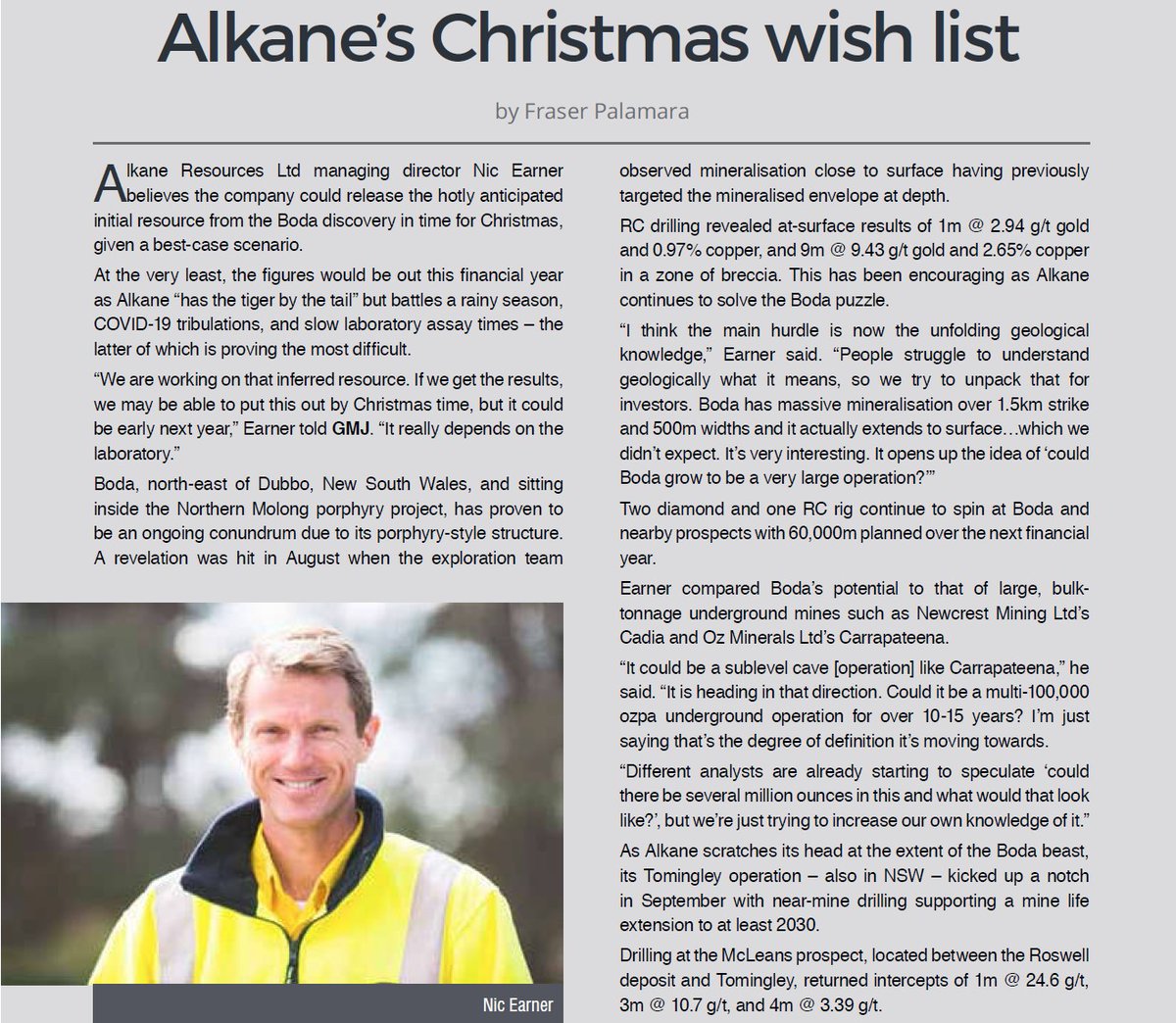 AlkaneResources's tweet photo. Alkane MD Nic Earner talks with Gold Mining Journal about the #Boda prospect and other Alkane activities in the coming months.

View the full article at https://t.co/RK8eoPqryP

Or sign up to Gold Mining Journal at https://t.co/3vPdb0oDss https://t.co/b6pMyuzp4l