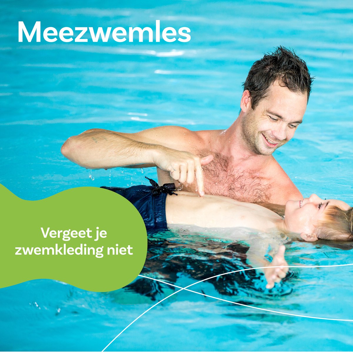 🙋 Aan alle papa's, mama's, opa's &amp; oma's die vanmiddag  natuurlijk allemaal mee gaan zwemmen 💦 met hun (klein)kind 👧: vergeet je zwemkleding 🩱 niet in je (werk)tas te stoppen. Tot vanmiddag! 👋 #meezwemles