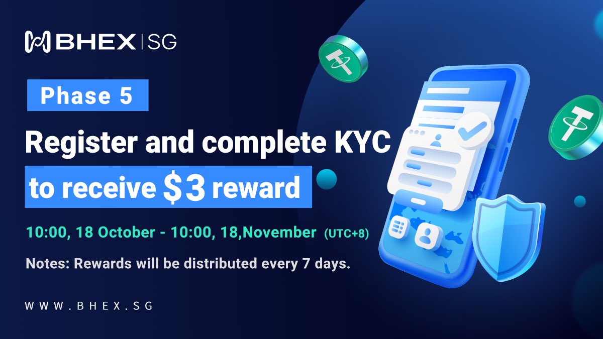 bhex_sg's tweet photo. Register and complete KYC to receive $3 reward (Phase 5)

Event Period: 10:00, 18 October-10:00, 18 November (UTC+8)

Rules: （1）Register during the event period;
               (2) Complete KYC

See details:https://t.co/POErU9ergL https://t.co/Z1V2IpQTz4