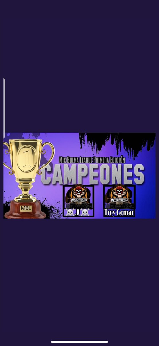 Demostrando una vez más los chicos de WWE que son lo mejor qué hay, llegando a la final del torneo de <a href="/BulmaId/">Bulma ID</a> 4 de nuestros integrantes y dejando la copa en casa🏆
<a href="/JuanJos58864367/">JuanjoFdeZzz</a> <a href="/zbyrock/">ByRockk</a> felicidades por su 🥈 
<a href="/Tiago_0029/">Santiago</a> <a href="/TrOyG23753511/">TrOyGoMaR...</a> felicidades por esos 500 dólares 🥇🏆