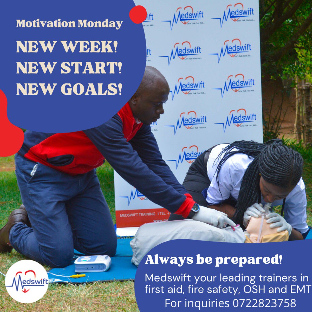 medswift's tweet photo. It's a good morning😄. New week. New time to learn something new. Maybe something impactful that can help save a life! Enroll in our first aid training today as an individual, group or company. For inquiries 0722 823 758.

#GovernorMutuaExposed #Juliani #firstaid #BRINGJEFFHOME https://t.co/hFyKWI4r1m