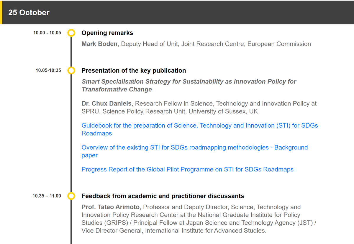 En una semana tendrá lugar la 2ª sesión de la serie de 6 webinarios de @EU_ScienceHub 

🗓25 Octubre: #SmartSpecialisation Strategy for Sustainability as Innovation Policy for Transformative Change"  

¿Ya estás registrado?➡️bit.ly/S3forSDGs 

#S3 #S4 #SDGs #innovacion