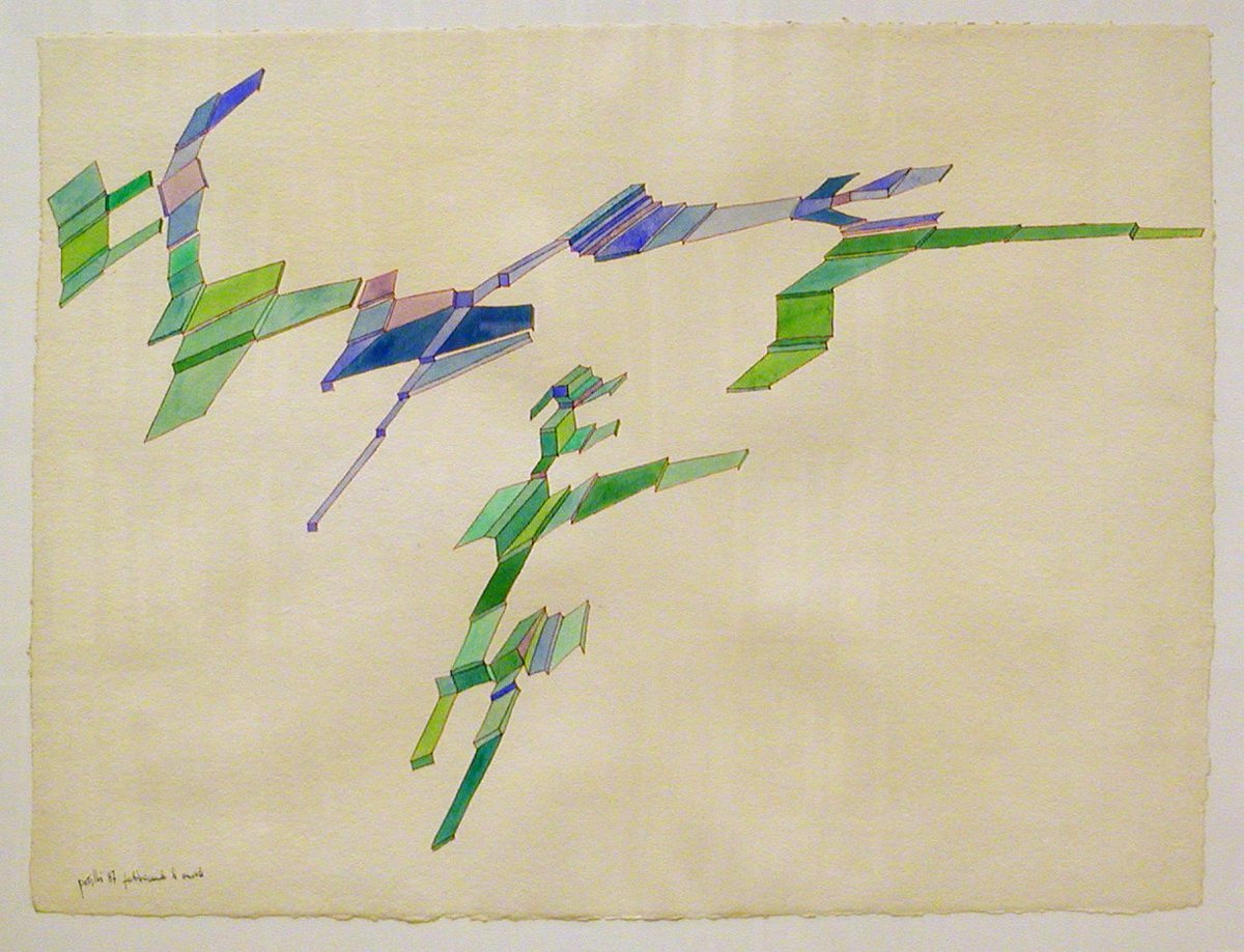 Un omaggio-ricordo di Achille Perilli scomparso sabato all'età di 94 anni con il suo acquerello "Fabbricando le nuvole" del 1987.