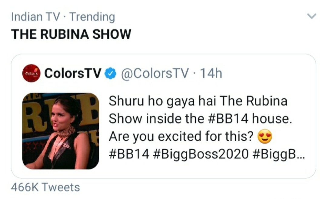 RubiHoliccs's tweet photo. @indiaforums Do I need to say anything ?

" THE RUBINA SHOW " was iconic. ❤️

#RubinaDilaik #RubiHolics https://t.co/7Fr3R6bVh5