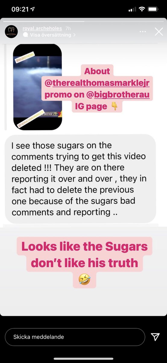 TheTootF4iry's tweet photo. Post from royal.archeholes  on IG .
 Yup looks like the sugars dont like his truth 🤣 https://t.co/kkGeVNC4m4