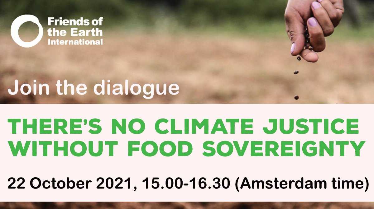 Join us for a webinar on building #ClimateJustice &amp; #FoodSovereignty from the grassroots. A dialogue with social movements on solutions, strategies &amp; bringing the movements together. 
22 Oct, 3.00-4:30 pm CEST. Interpretation in EN, FR &amp; SP. Register at: bit.ly/39TmBbS