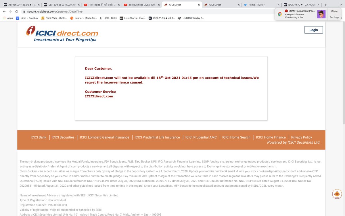 NimitVats's tweet photo. @ICICI_Direct Aaj ka loss kaun pay karega, and jha hum profit book kar sakte the usko kaun dega. ICICI direct? https://t.co/qJ7zfJjFYJ